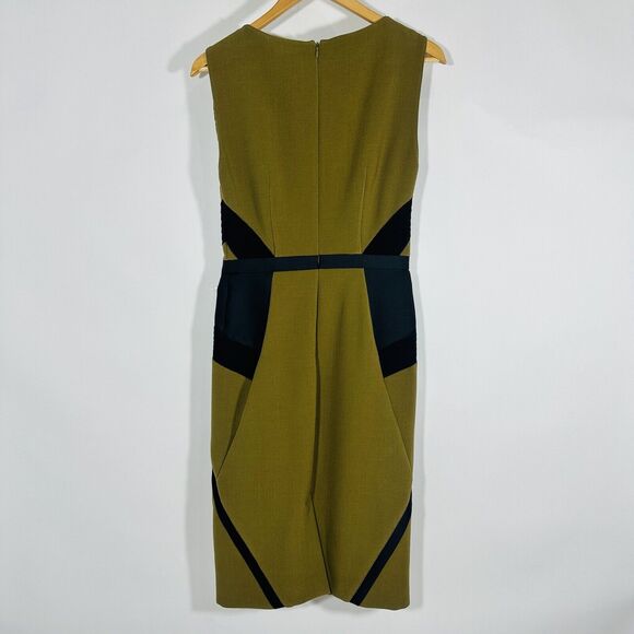 ETRO Women 42 US/6 Knee Length Sheath Dress Olive Green NWT $2,300 - Picture 4 of 11